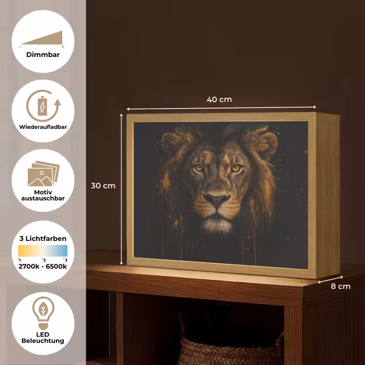 Leeuw - Goud - Druppels Light Box met batterij (Wandlamp) middel -USP_websiteoverzichtDE