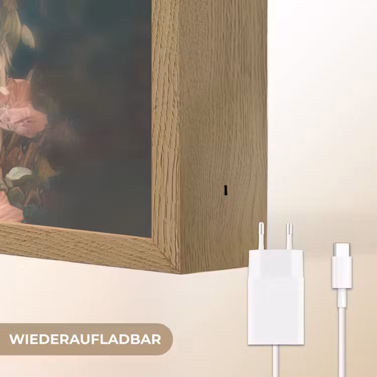 Leeuw - Leeuwenkop - Wilde dieren - Bloemen Light Box met batterij (Wandlamp) middel -USP_websiteoplaadbaarDE