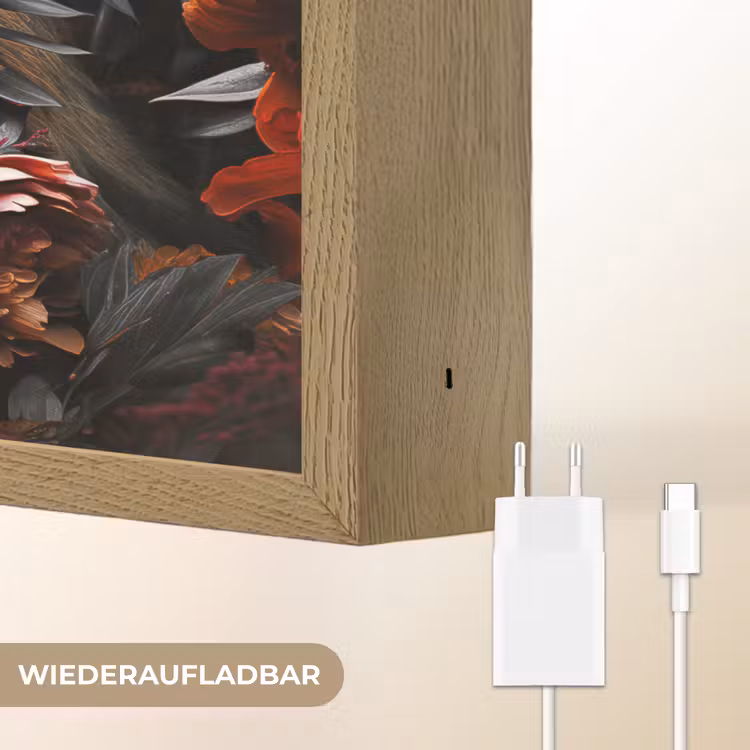 Leeuw - Dier - Natuur - Bloemen - Botanisch Light Box met batterij (Wandlamp) middel -USP_websiteoplaadbaarDE