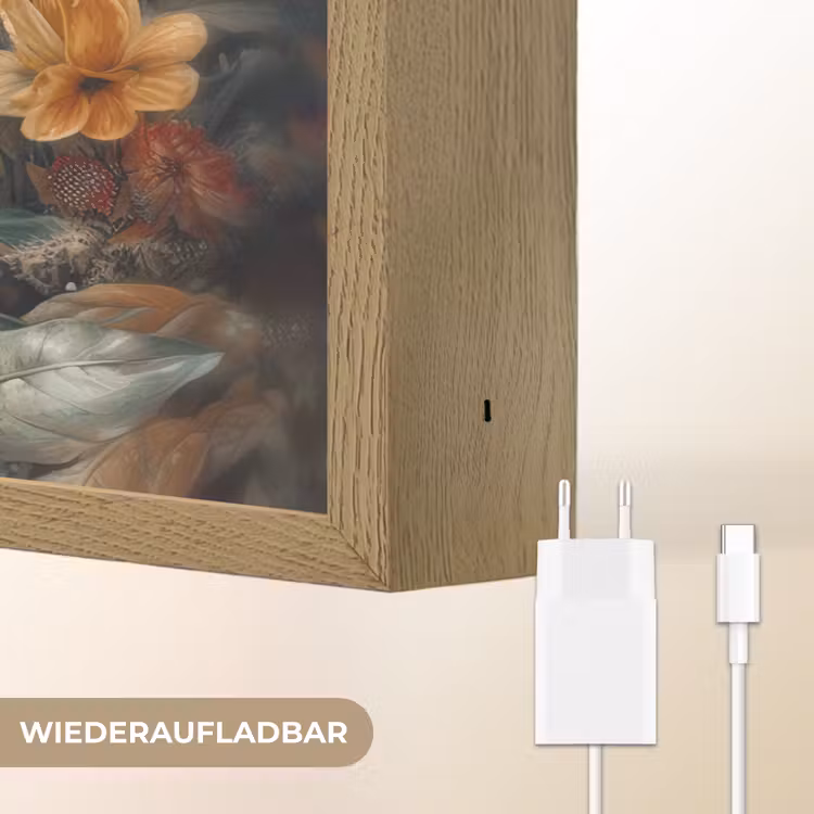 Leeuw - Wilde dieren - Planten - Natuur - Bloemen Light Box met batterij (Wandlamp) middel -USP_websiteoplaadbaarDE