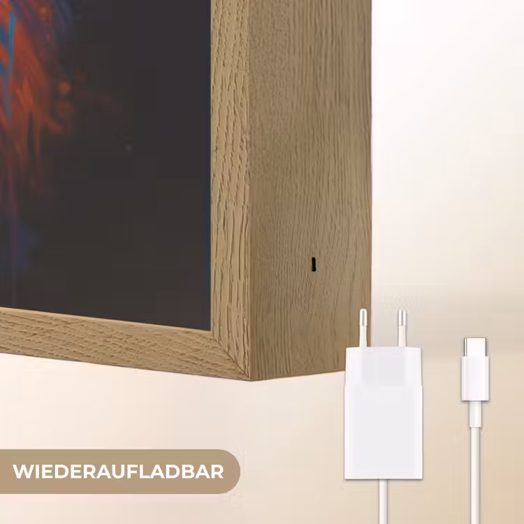 Leeuwenkop - Felgekleurd - Abstract Light Box met batterij (Wandlamp) middel -USP_websiteoplaadbaarDE