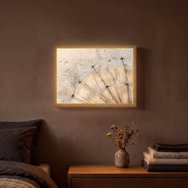 Paardenbloem - Abstract - Natuur - Beige Light Box met batterij (Wandlamp) middel -sfeer4