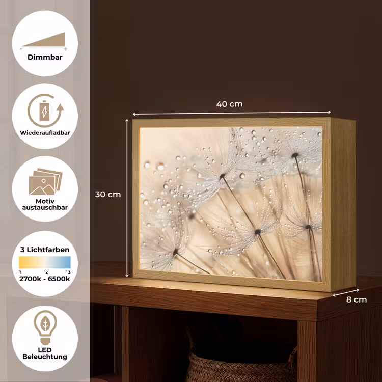 Paardenbloem - Abstract - Natuur - Beige Light Box met batterij (Wandlamp) middel -USP_websiteoverzichtDE