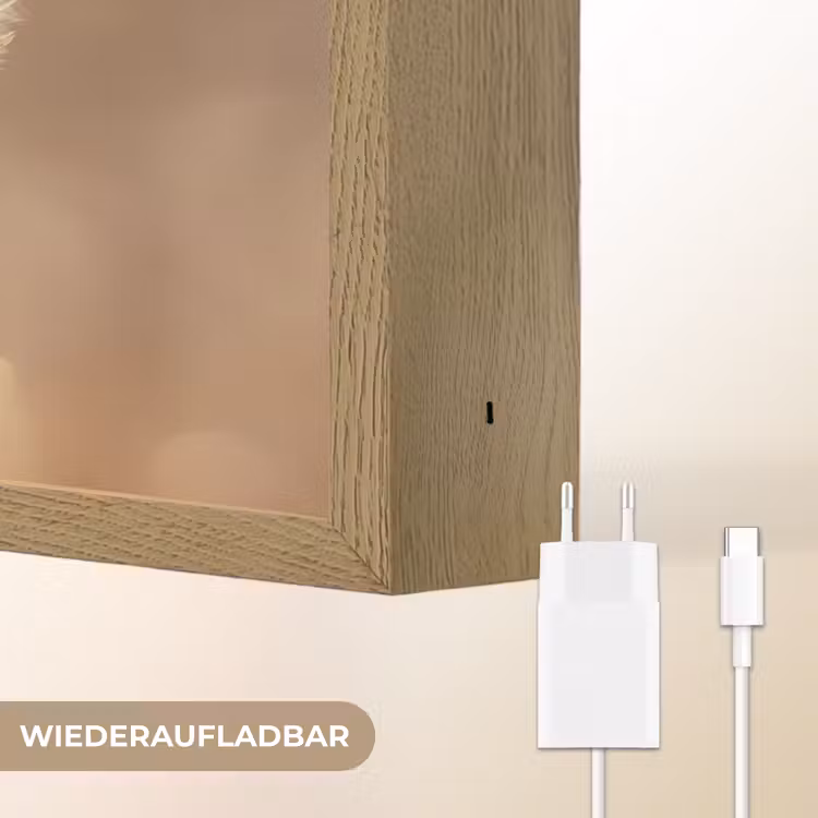 Paardenbloem - Beige - Natuur - Bloem Light Box met batterij (Wandlamp) middel -USP_websiteoplaadbaarDE