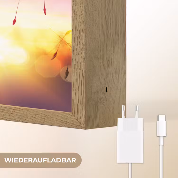Paardenbloem - Bloemen - Zonsondergang - Horizon - Nacht Light Box met batterij (Wandlamp) middel -USP_websiteoplaadbaarDE