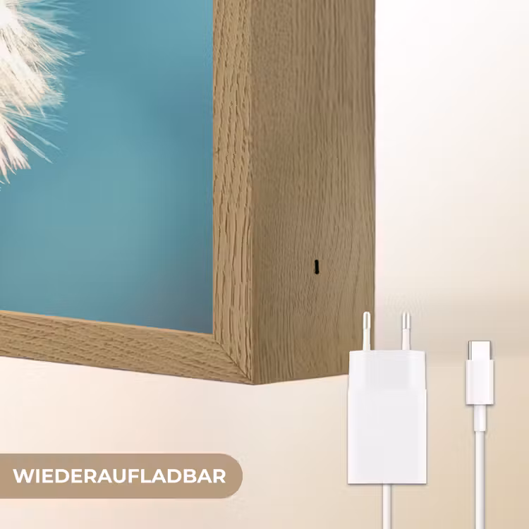 Paardenbloem - Natuur - Bloemen - Blauw Light Box met batterij (Wandlamp) middel -USP_websiteoplaadbaarDE