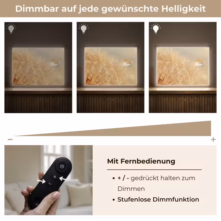 Paardenbloem - Water - Natuur - Planten - Modern Light Box met batterij (Wandlamp) middel -USP_dimbaarDE