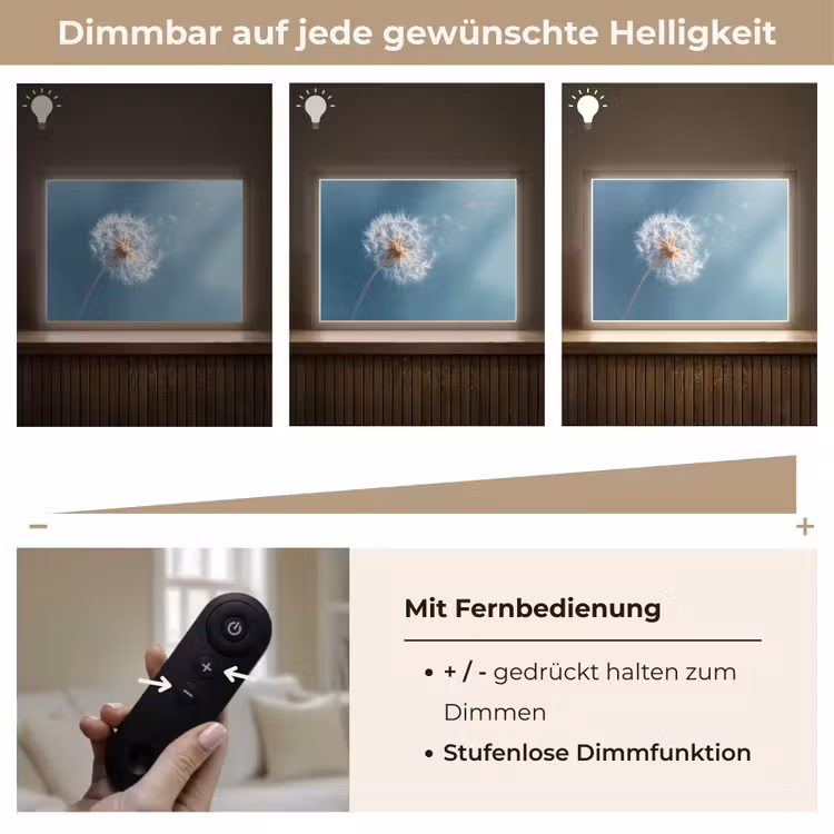 Paardenbloem - Wind - Blauw Light Box met batterij (Wandlamp) middel -USP_dimbaarDE