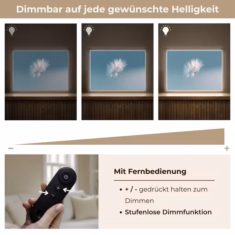 Paardenbloempluisje - Blauw - Lucht Light Box met batterij (Wandlamp) middel -USP_dimbaarDE