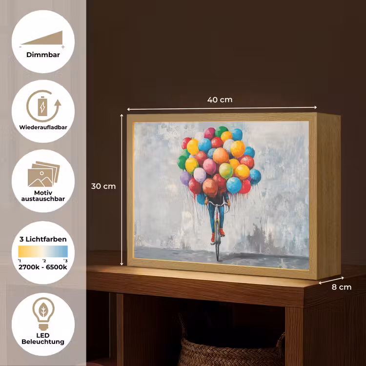 Balonnen - Street art - Vintage Light Box met batterij (Wandlamp) middel -USP_websiteoverzichtDE