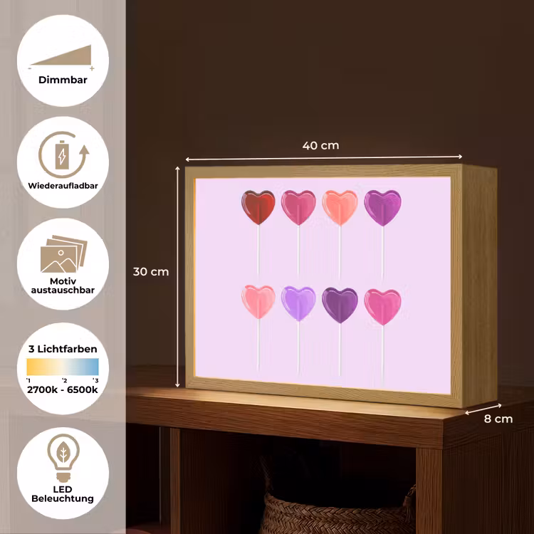 Lolly - Hart - Roze - Snoep Light Box met batterij (Wandlamp) middel -USP_websiteoverzichtDE