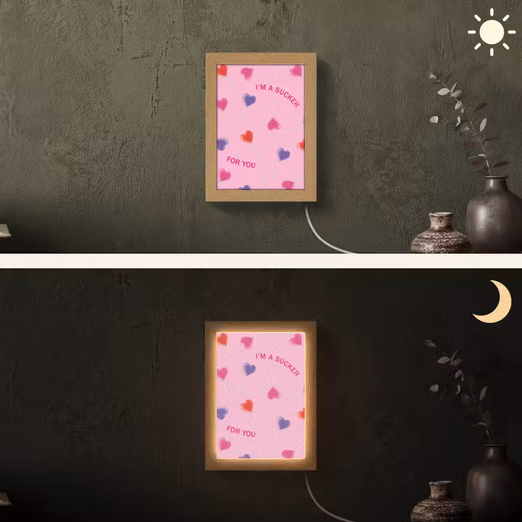 Lolly - Valentijn - Illustratie - Snoep Light Box met kabel (Wandlamp) klein -sfeer3