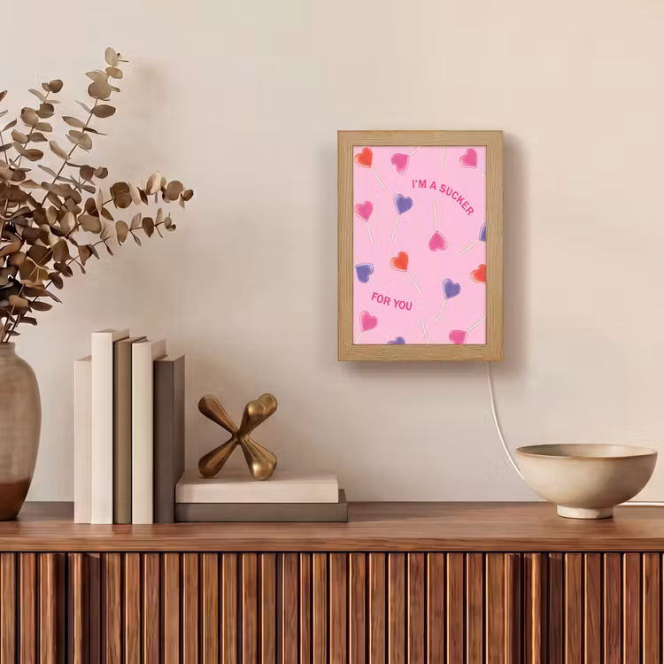 Lolly - Valentijn - Illustratie - Snoep Light Box met kabel (Wandlamp) klein -sfeer2