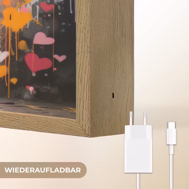 Meisje - Hart - Graffiti - Kunst - Kleuren - Rood Light Box met batterij (Wandlamp) middel -USP_websiteoplaadbaarDE