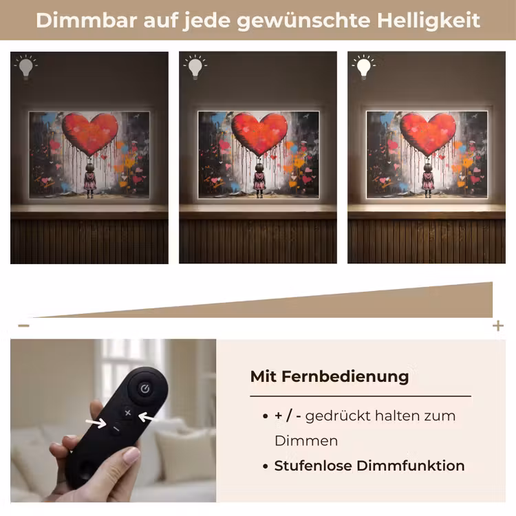 Meisje - Hart - Graffiti - Kunst - Kleuren - Rood Light Box met batterij (Wandlamp) middel -USP_dimbaarDE