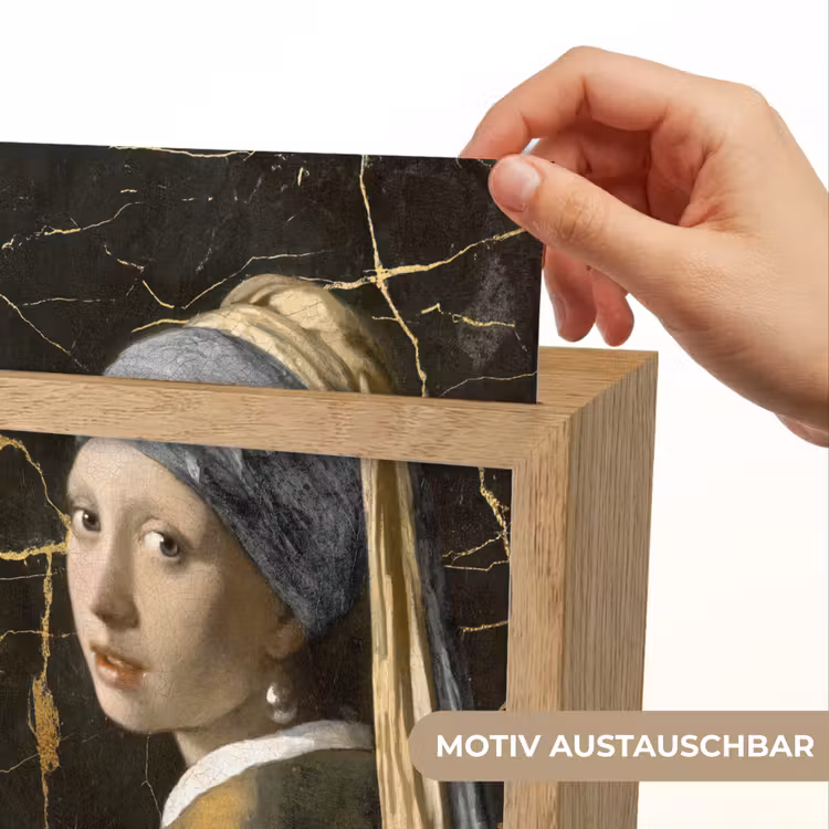 Meisje met de parel - Johannes Vermeer - Goud Light Box met kabel (Wandlamp) klein -USP_websiteprintDE