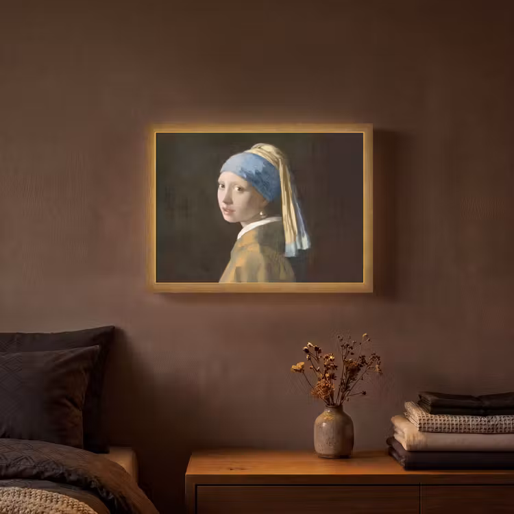 Meisje met de parel - Schilderij - Oude meesters - Vermeer Light Box met batterij (Wandlamp) middel -sfeer4