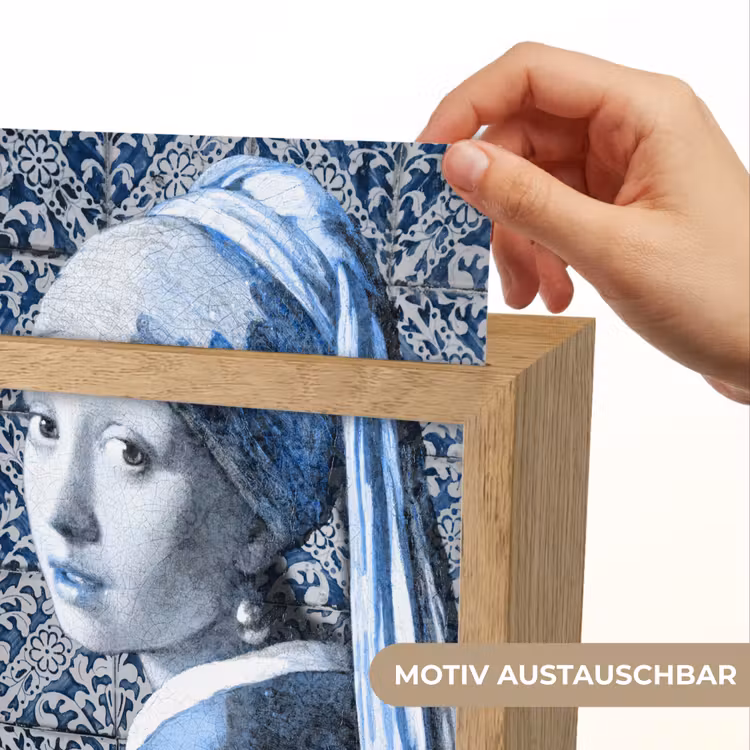 Meisje met de parel - Johannes Vermeer - Delfts blauw Light Box met kabel (Wandlamp) klein -USP_websiteprintDE