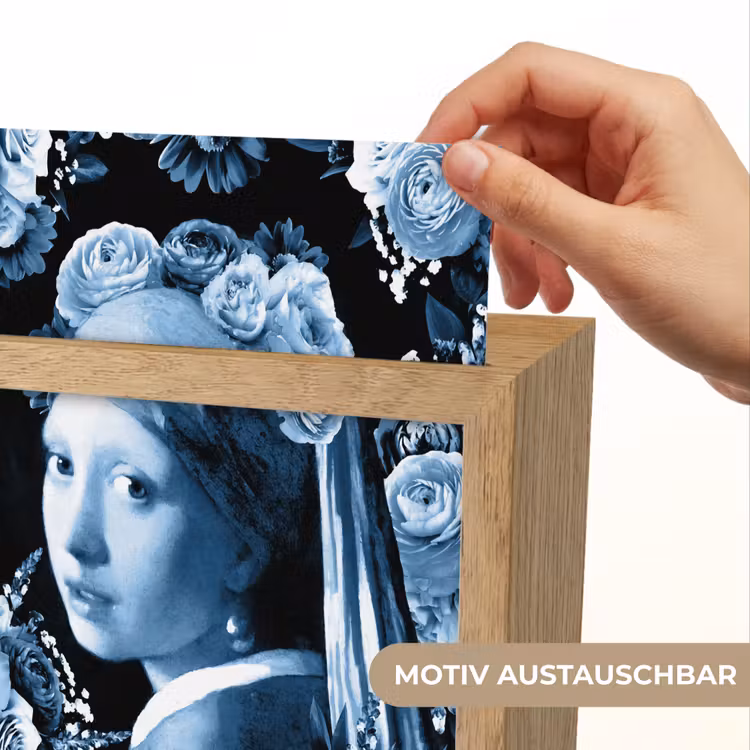 Meisje met de parel - Johannes Vermeer - Delfts blauw Light Box met kabel (Wandlamp) klein -USP_websiteprintDE