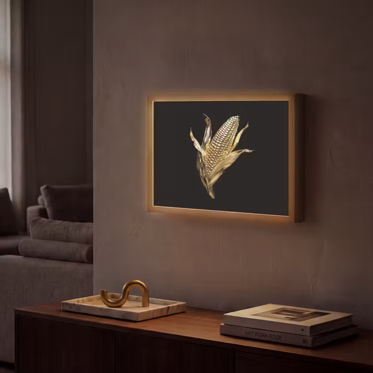 Mais - Eten - Goud - Zwart Light Box met batterij (Wandlamp) middel -sfeer1