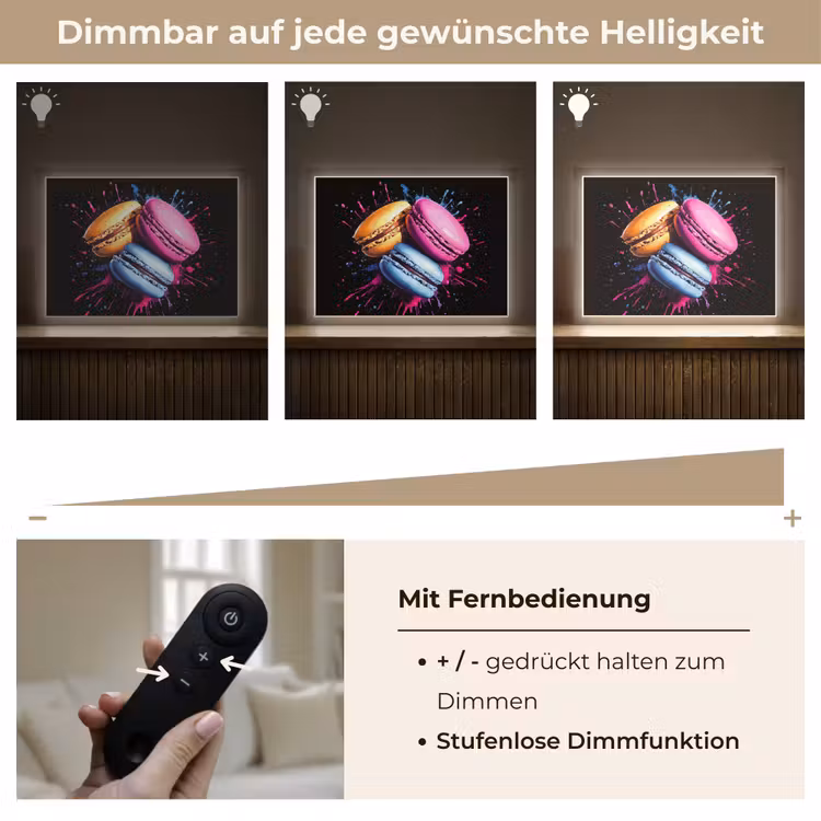 Macarons - Dessert - Graffiti - Kleurrijk - Roze - Blauw - Geel Light Box met batterij (Wandlamp) middel -USP_dimbaarDE