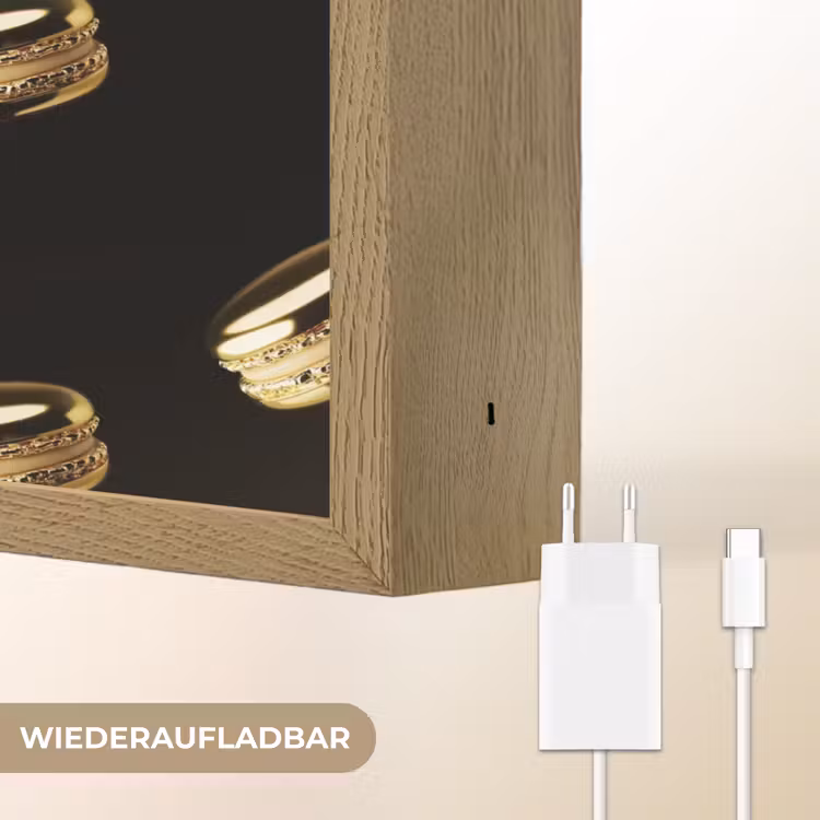 Macarons - Patroon - Goud - Zwart Light Box met batterij (Wandlamp) middel -USP_websiteoplaadbaarDE