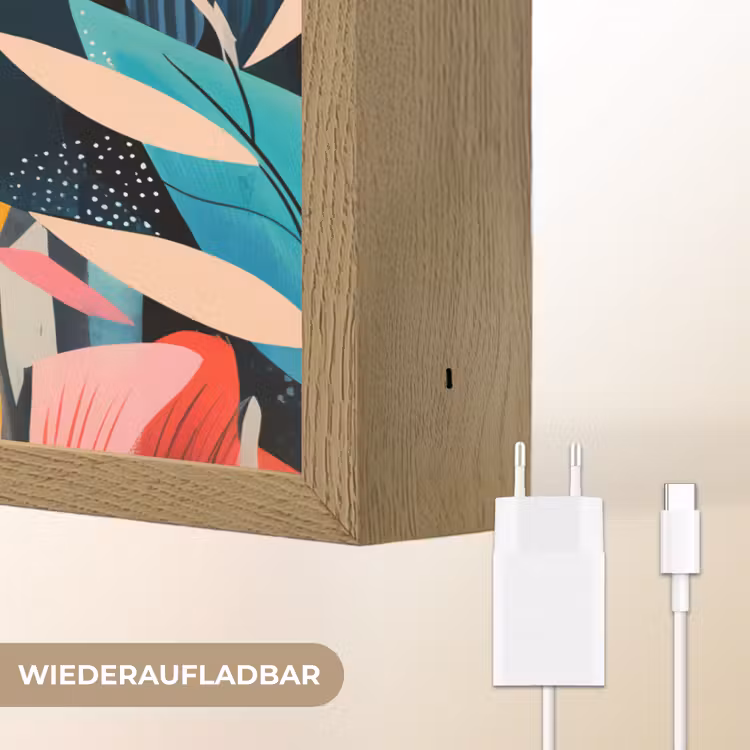 Schilderij - Abstract - Bloemen - Roze Light Box met batterij (Wandlamp) middel -USP_websiteoplaadbaarDE