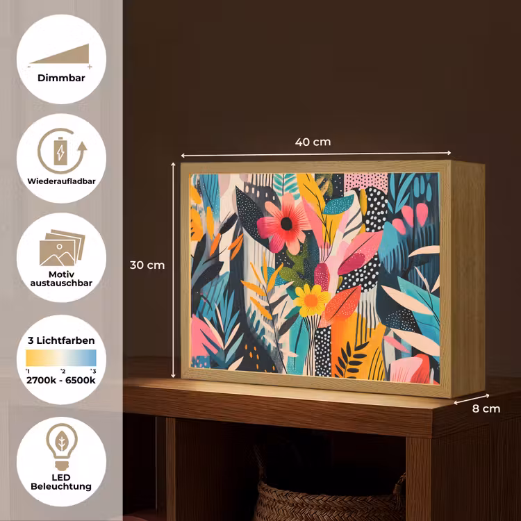 Schilderij - Abstract - Bloemen - Roze Light Box met batterij (Wandlamp) middel -USP_websiteoverzichtDE