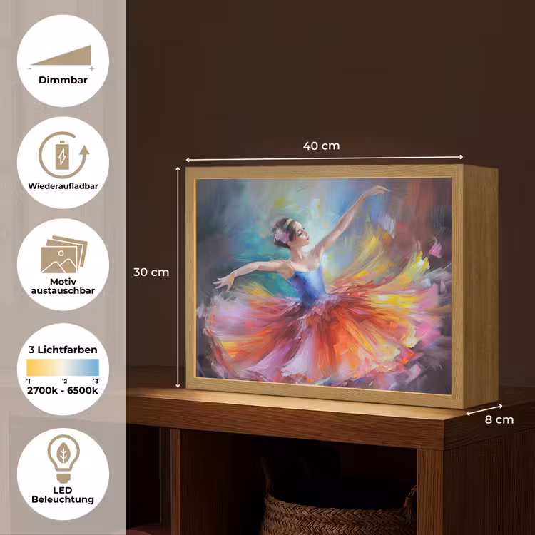 Schilderij - Olieverf - Dans - Ballerina Light Box met batterij (Wandlamp) middel -USP_websiteoverzichtDE