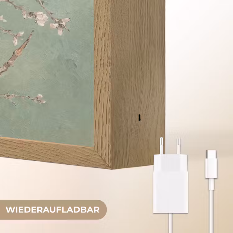 Amandelbloesem - Kunst - Van Gogh - Groen Light Box met batterij (Wandlamp) middel -USP_websiteoplaadbaarDE