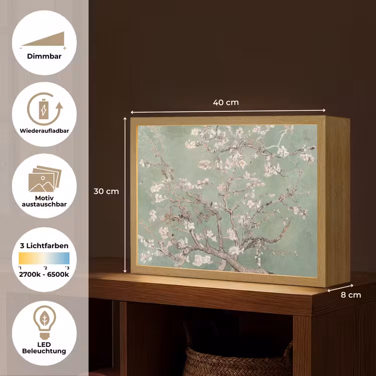 Amandelbloesem - Kunst - Van Gogh - Groen Light Box met batterij (Wandlamp) middel -USP_websiteoverzichtDE