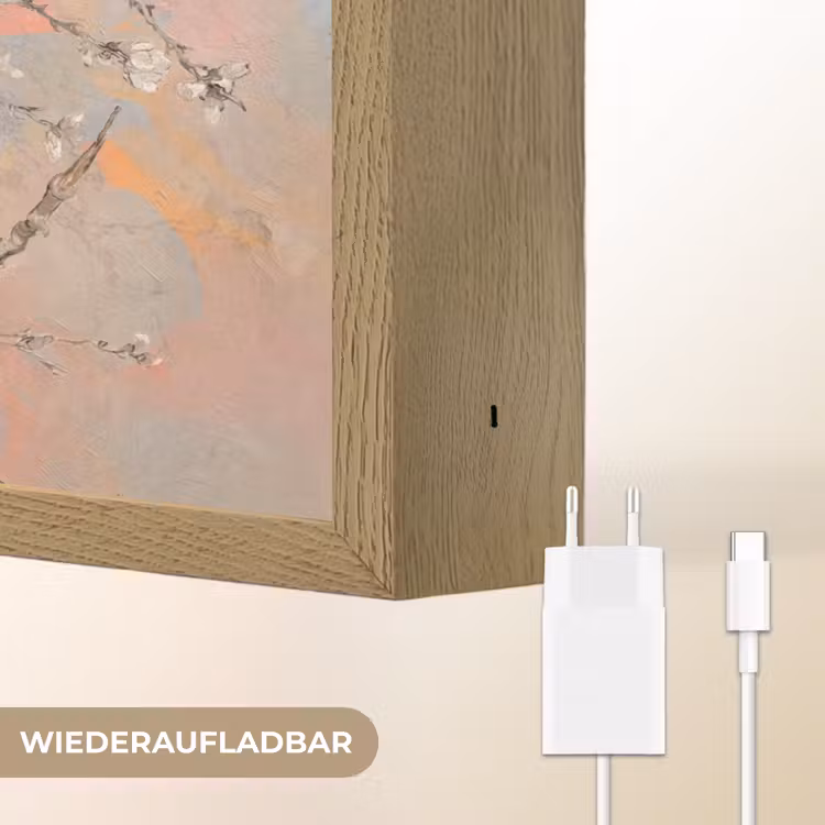 Amandelbloesem - Kunst - Van Gogh - Pastel Light Box met batterij (Wandlamp) middel -USP_websiteoplaadbaarDE