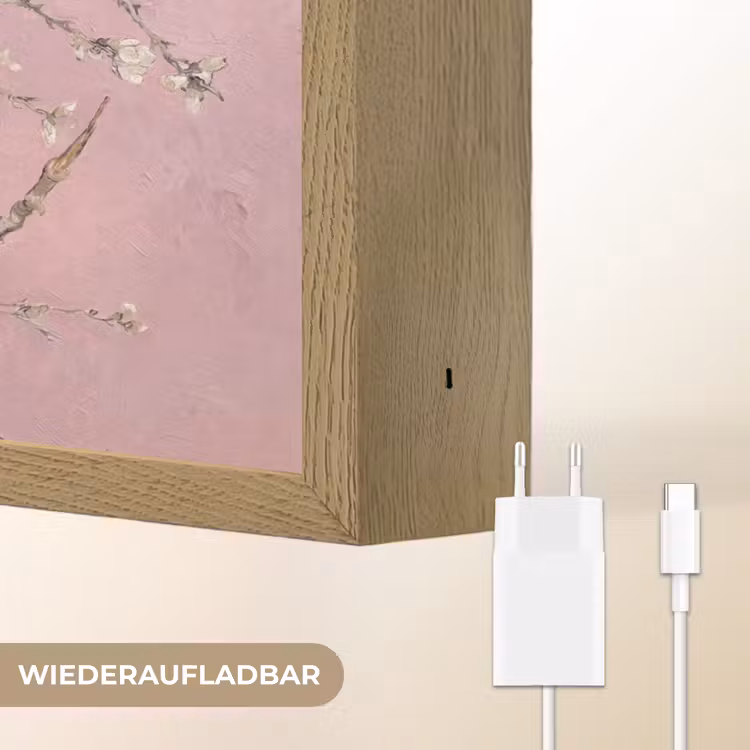 Amandelbloesem - Kunst - Van Gogh - Roze Light Box met batterij (Wandlamp) middel -USP_websiteoplaadbaarDE