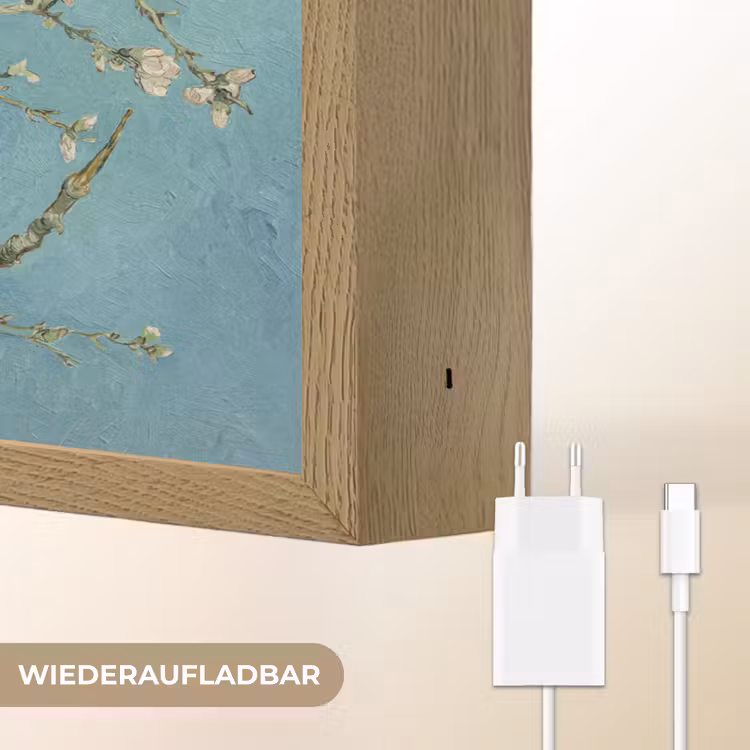 Amandelbloesem - Van Gogh - Kunst - Bloemen Light Box met batterij (Wandlamp) middel -USP_websiteoplaadbaarDE