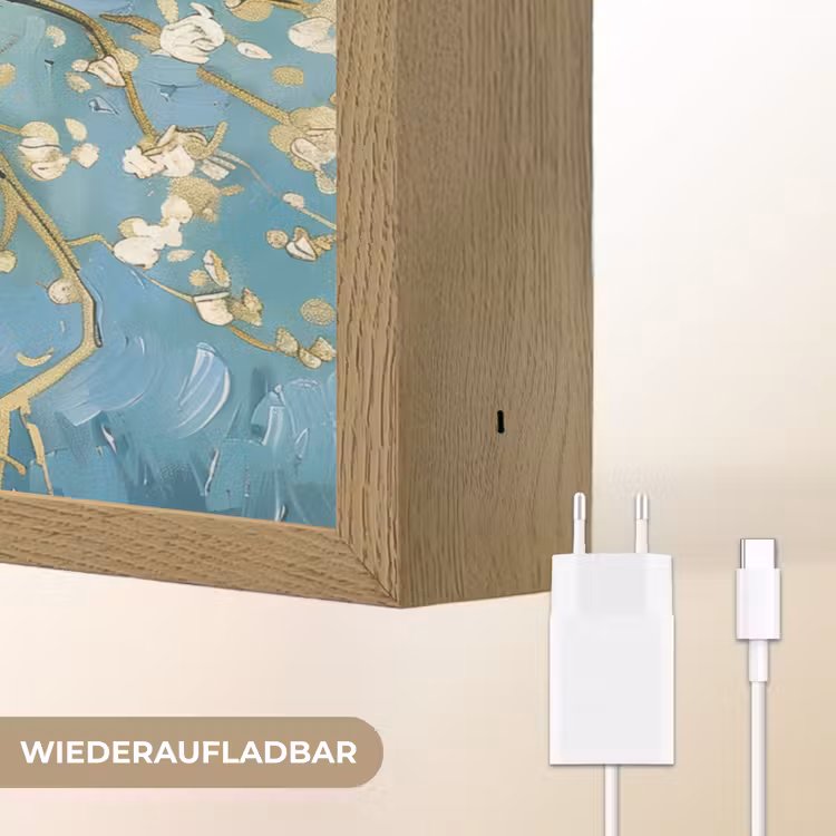 Amandelbloesem boom - Blauw - Abstract Light Box met batterij (Wandlamp) middel -USP_websiteoplaadbaarDE