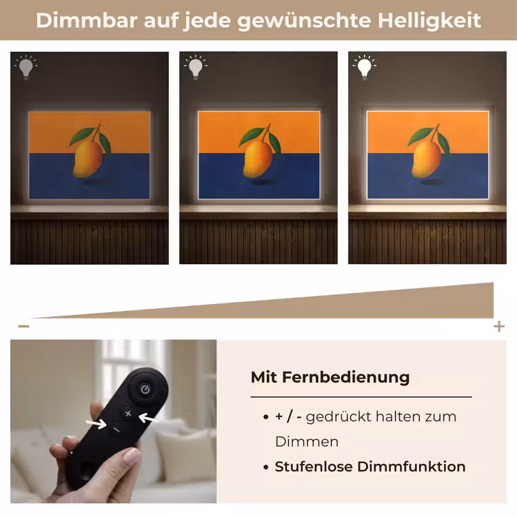 Mango - Vlakken - Bladeren - Oranje Light Box met batterij (Wandlamp) middel -USP_dimbaarDE