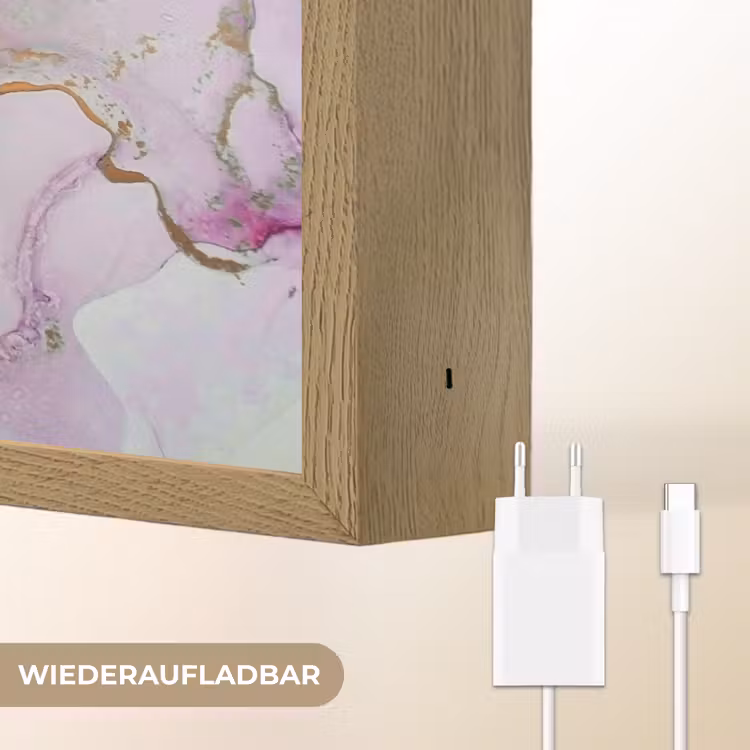Marmer - Abstract - Goud - Paars Light Box met batterij (Wandlamp) middel -USP_websiteoplaadbaarDE