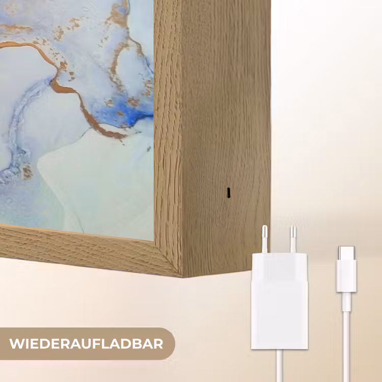 Marmer - Blauw - Goud Light Box met batterij (Wandlamp) middel -USP_websiteoplaadbaarDE