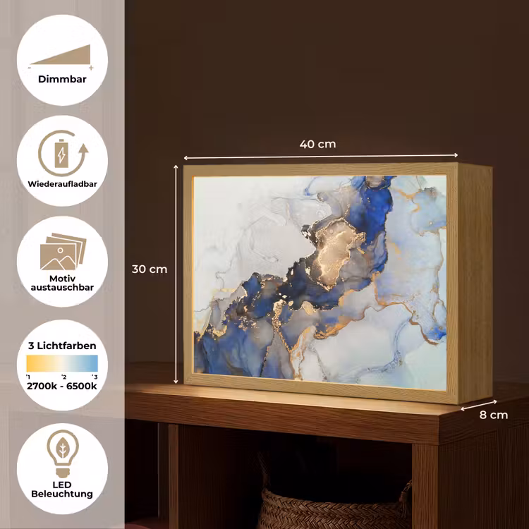 Marmer - Blauw - Goud Light Box met batterij (Wandlamp) middel -USP_websiteoverzichtDE