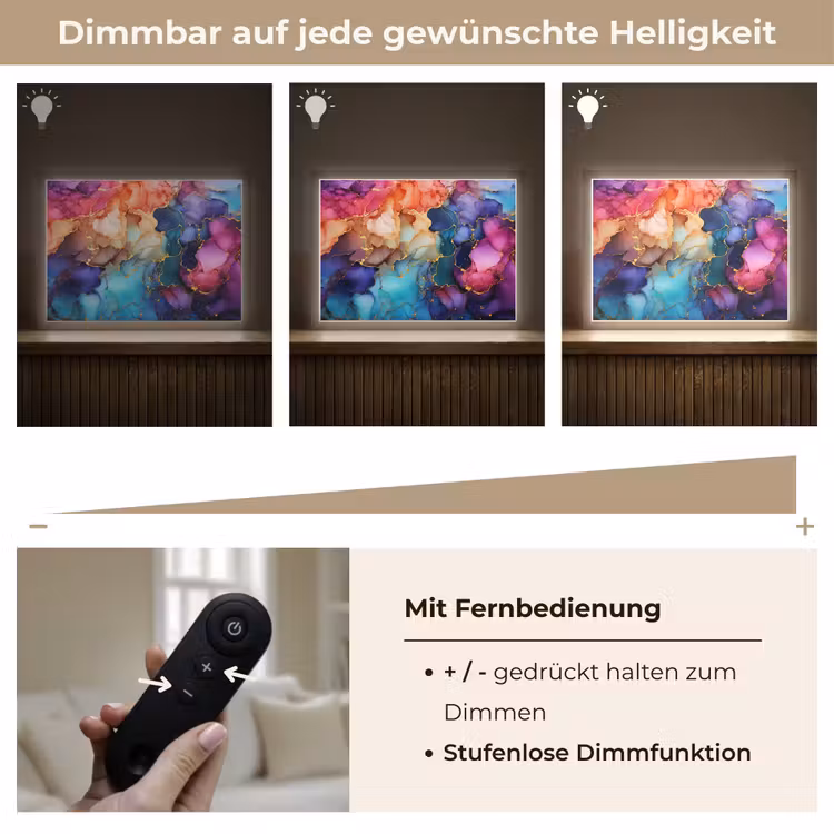 Marmer - Kleurrijk - Kleuren - Abstract Light Box met batterij (Wandlamp) middel -USP_dimbaarDE