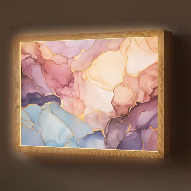 Marmer - Kleurrijk Light Box met batterij (Wandlamp) middel -z3d_website