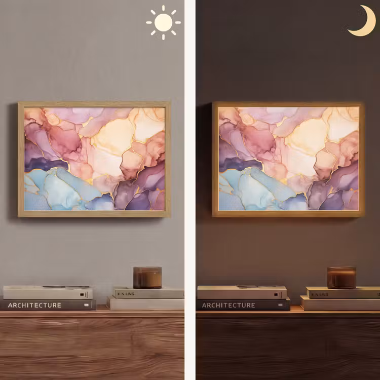 Marmer - Kleurrijk Light Box met batterij (Wandlamp) middel -sfeer3