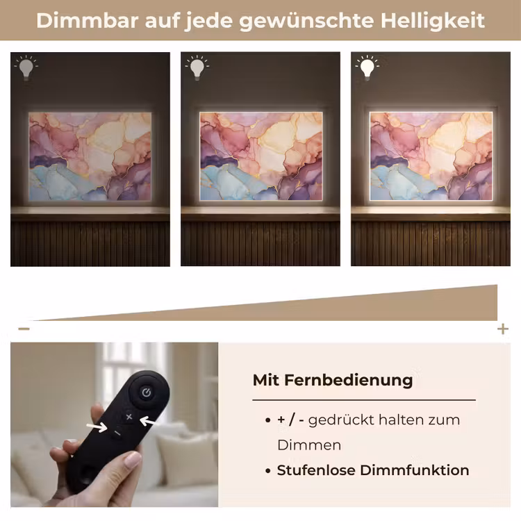 Marmer - Kleurrijk Light Box met batterij (Wandlamp) middel -USP_dimbaarDE