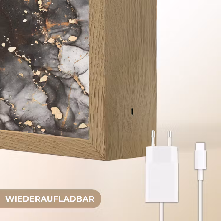 Marmer - Goud - Glitter - Luxe Light Box met batterij (Wandlamp) middel -USP_websiteoplaadbaarDE