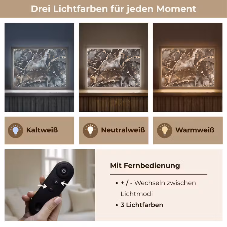 Marmer - Goud - Glitter - Luxe Light Box met batterij (Wandlamp) middel -USP_lichtkleurDE