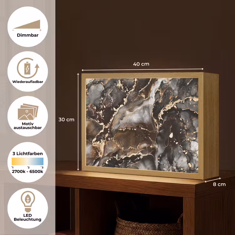 Marmer - Goud - Glitter - Luxe Light Box met batterij (Wandlamp) middel -USP_websiteoverzichtDE