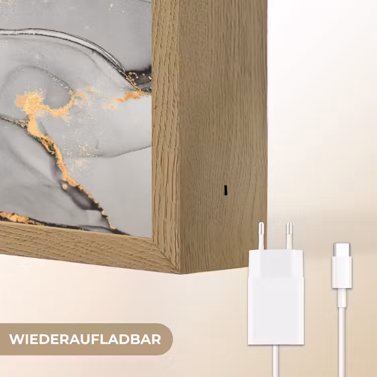 Marmer - Goud - Grijs Light Box met batterij (Wandlamp) middel -USP_websiteoplaadbaarDE