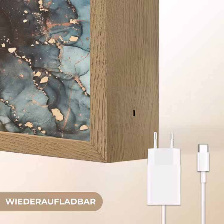 Marmer - Goud - Groen Light Box met batterij (Wandlamp) middel -USP_websiteoplaadbaarDE