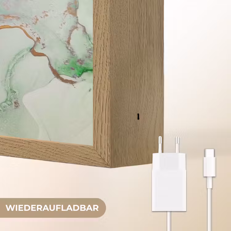 Marmer - Goud - Groen - Luxe Light Box met batterij (Wandlamp) middel -USP_websiteoplaadbaarDE
