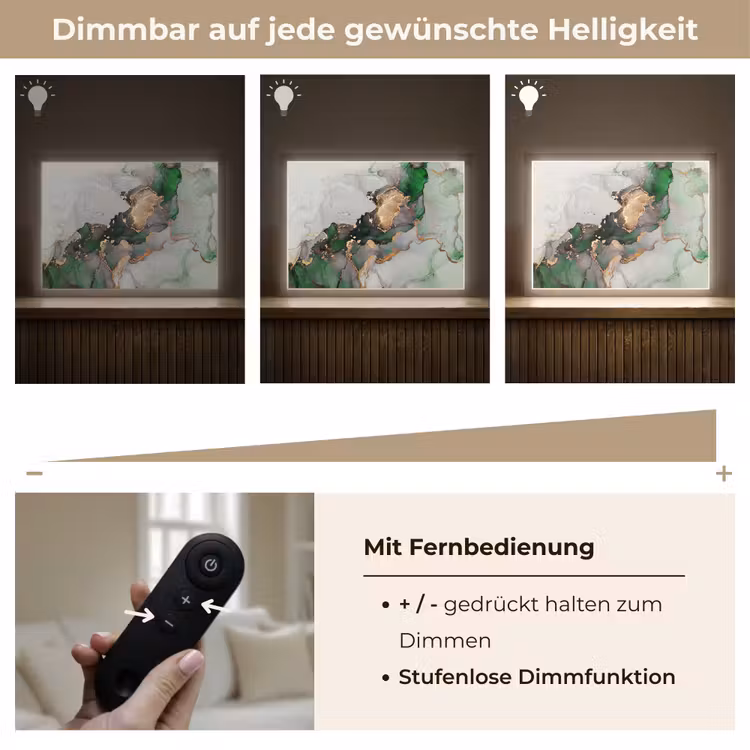 Marmer - Goud - Groen - Luxe Light Box met batterij (Wandlamp) middel -USP_dimbaarDE